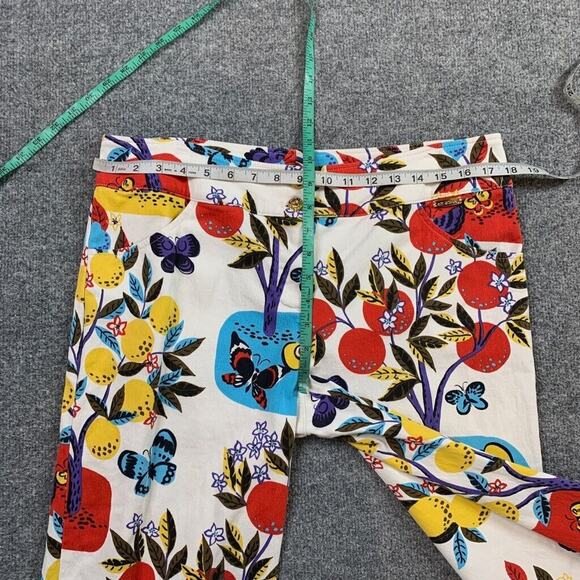 St. John Sport Pants Women 12 Multi Floral Fruit Butterfly Print Crop Marie Gray - Picture 4 of 10